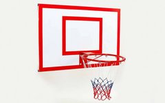 Щит баскетбольный с кольцом и сеткой UR LA-6297 (щит-металл,р-р 62x50см, кольцо d-30см, сетка NY)